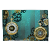 Steampunk Jewelry Watch on a Green Background Kussensloop (Voorkant)