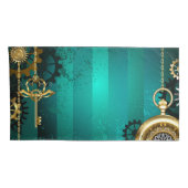 Steampunk Jewelry Watch on a Green Background Kussensloop (Achterkant-Rechts)