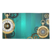 Steampunk Jewelry Watch on a Green Background Kussensloop (Achterkant-Links)