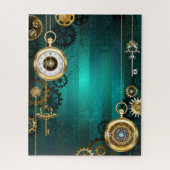 Steampunk Jewelry Watch on a Green Background Legpuzzel (Verticaal)