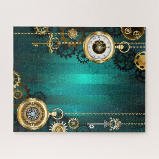 Steampunk Jewelry Watch on a Green Background Legpuzzel (Horizontaal)