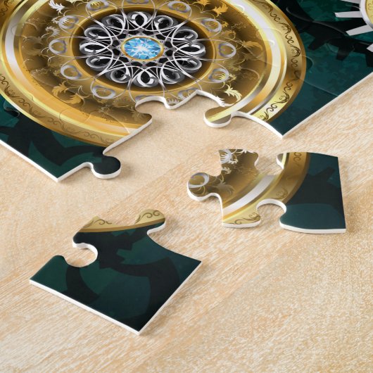 Steampunk Jewelry Watch on a Green Background Legpuzzel (Zijkant)