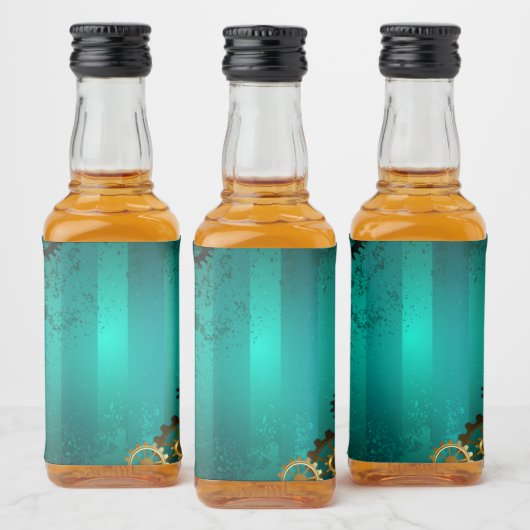 Steampunk Jewelry Watch on a Green Background Likeurfles Etiket (Flessen)