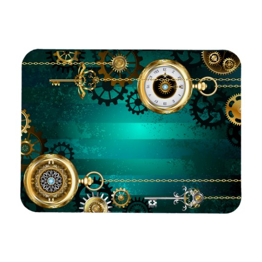 Steampunk Jewelry Watch on a Green Background Magneet (Horizontaal)