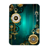Steampunk Jewelry Watch on a Green Background Magneet (Verticaal)