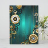 Steampunk Jewelry Watch on a Green Background Menu (Staand voorkant)