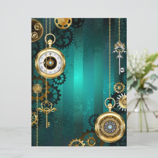 Steampunk Jewelry Watch on a Green Background Menu (Staand voorkant)
