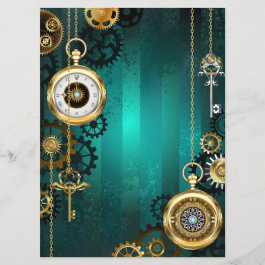 Steampunk Jewelry Watch on a Green Background Menu (Voorkant)