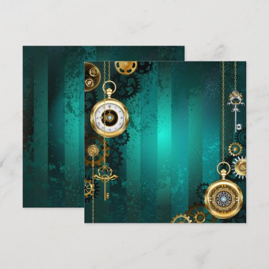 Steampunk Jewelry Watch on a Green Background Menu (Voorkant / Achterkant)