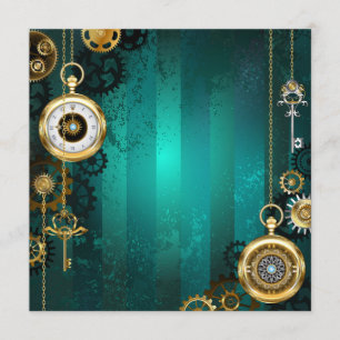 Steampunk Jewelry Watch on a Green Background Menu