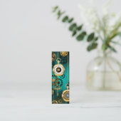 Steampunk Jewelry Watch on a Green Background Mini Visitekaartje (Staand voorkant)