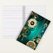 Steampunk Jewelry Watch on a Green Background Notitieboek (Binnen)