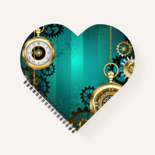 Steampunk Jewelry Watch on a Green Background Notitieboek