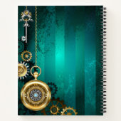 Steampunk Jewelry Watch on a Green Background Notitieboek (Achterkant)