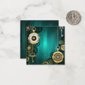 Steampunk Jewelry Watch on a Green Background Notitiekaartje (Voorkant / Achterkant in situ)