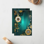 Steampunk Jewelry Watch on a Green Background Notitiekaartje (Voorkant / Achterkant in situ)