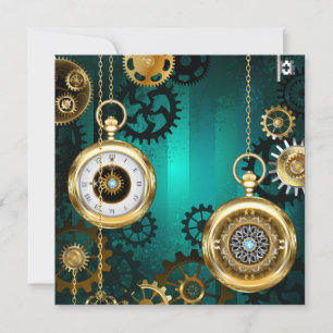 Steampunk Jewelry Watch on a Green Background Notitiekaartje