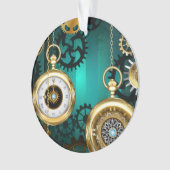 Steampunk Jewelry Watch on a Green Background Ornament (voorkant)