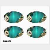 Steampunk Jewelry Watch on a Green Background Ovale Sticker (Vel)