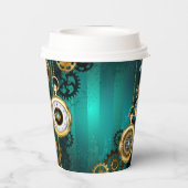 Steampunk Jewelry Watch on a Green Background Papieren Bekers (Achterkant)