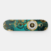 Steampunk Jewelry Watch on a Green Background Persoonlijk Skateboard (Horizontaal)
