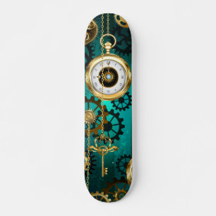 Steampunk Jewelry Watch on a Green Background Persoonlijk Skateboard