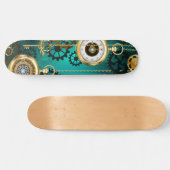 Steampunk Jewelry Watch on a Green Background Persoonlijk Skateboard (Horizontaal)