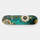 Steampunk Jewelry Watch on a Green Background Persoonlijk Skateboard (Horizontaal)
