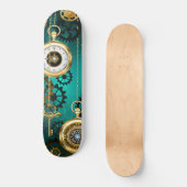Steampunk Jewelry Watch on a Green Background Persoonlijk Skateboard (Voorkant)