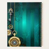 Steampunk Jewelry Watch on a Green Background Planner (Achterkant)