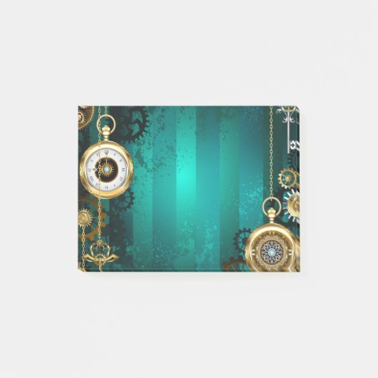 Steampunk Jewelry Watch on a Green Background Post-it® Notes (Voorkant)