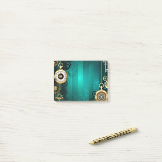 Steampunk Jewelry Watch on a Green Background Post-it® Notes (Op bureau)