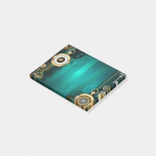 Steampunk Jewelry Watch on a Green Background Post-it® Notes (Schuin)