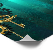 Steampunk Jewelry Watch on a Green Background Poster (Hoek)