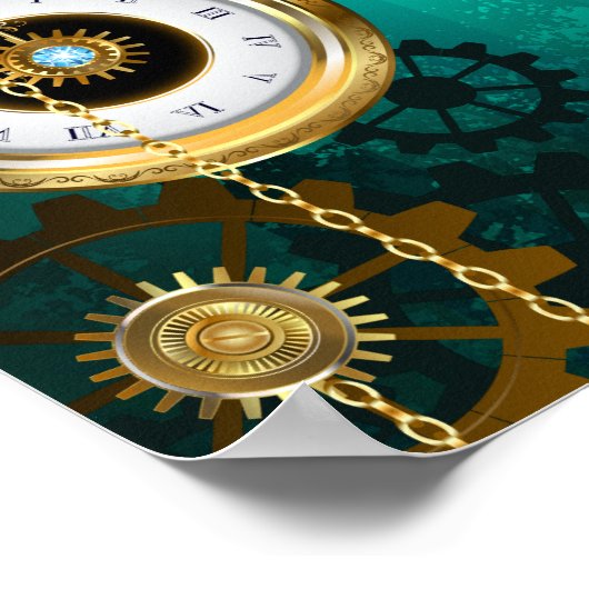 Steampunk Jewelry Watch on a Green Background Poster (Hoek)