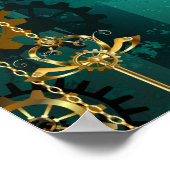 Steampunk Jewelry Watch on a Green Background Poster (Hoek)