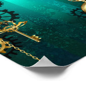 Steampunk Jewelry Watch on a Green Background Poster (Hoek)