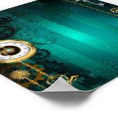 Steampunk Jewelry Watch on a Green Background Poster (Hoek)