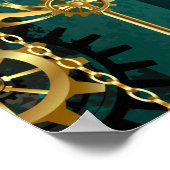 Steampunk Jewelry Watch on a Green Background Poster (Hoek)