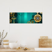 Steampunk Jewelry Watch on a Green Background Poster (Keuken)