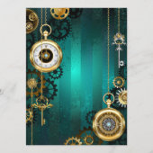 Steampunk Jewelry Watch on a Green Background Programmakaart (Voorkant)