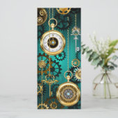 Steampunk Jewelry Watch on a Green Background Programmakaart (Staand voorkant)