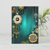 Steampunk Jewelry Watch on a Green Background Programmakaart (Staand voorkant)