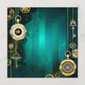 Steampunk Jewelry Watch on a Green Background Programmakaart (Voorkant)