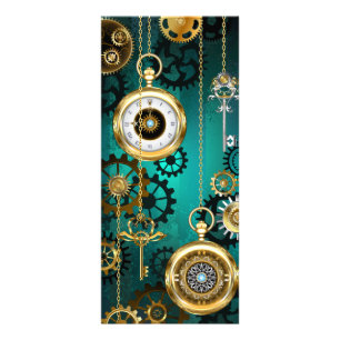 Steampunk Jewelry Watch on a Green Background Reclamekaart