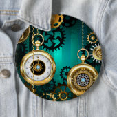 Steampunk Jewelry Watch on a Green Background Ronde Button 6,0 Cm (In situ)