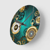 Steampunk Jewelry Watch on a Green Background Ronde Klok (Hoek)