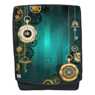 Steampunk Jewelry Watch on a Green Background Rugtassen