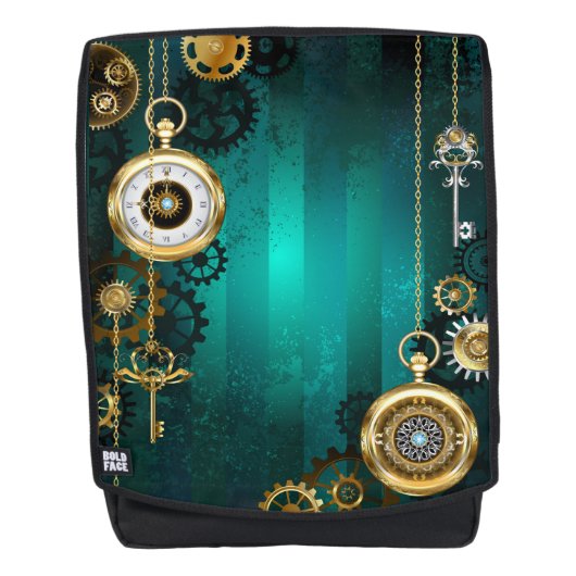 Steampunk Jewelry Watch on a Green Background Rugtassen (Voorkant)