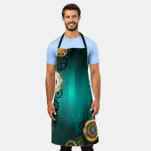 Steampunk Jewelry Watch on a Green Background Schort (Gedragen)